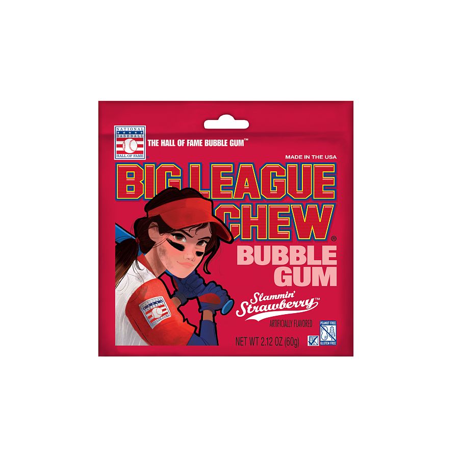 Big League Chew Girl Strawberry Bubble Gum 2.12 Oz 12 ct