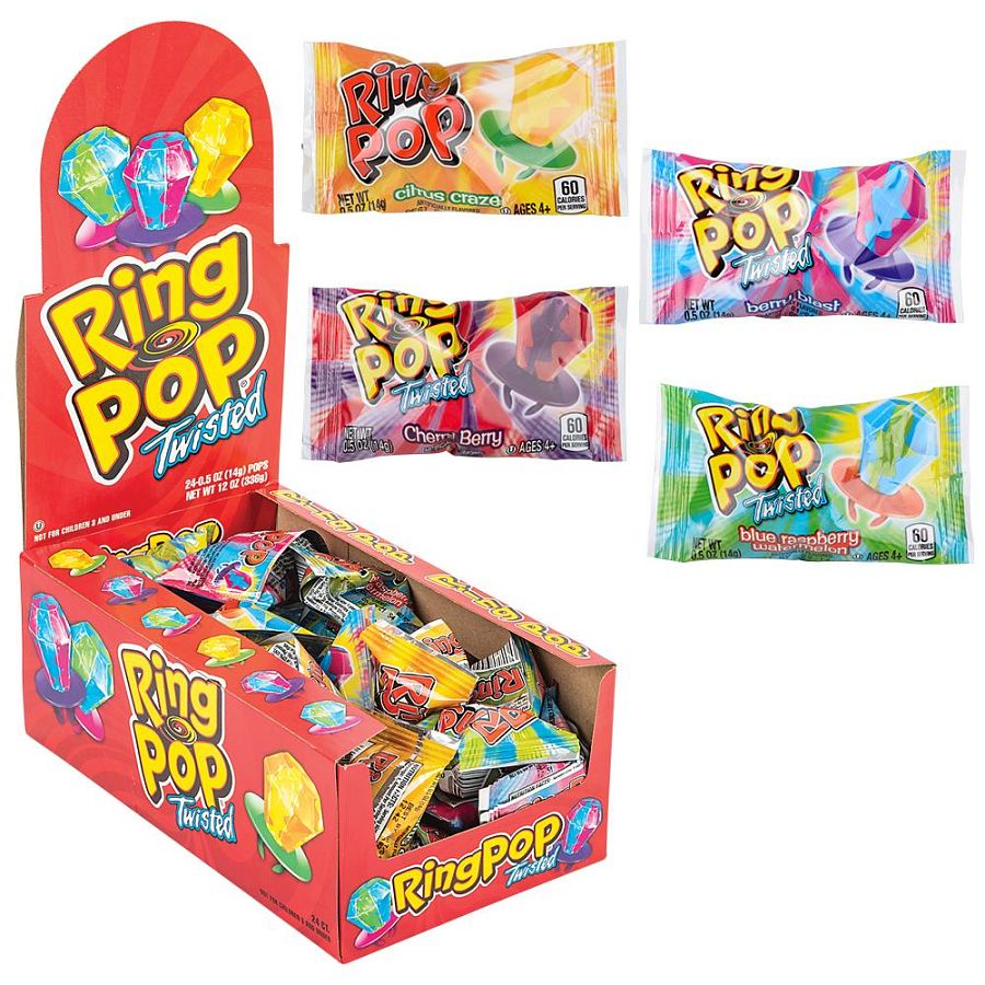 Topps Ring Pop TWISTED Fruit Lollipop 24 ct Tray