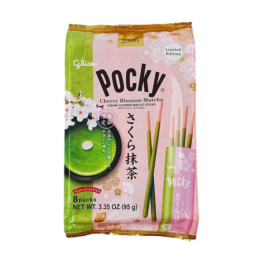 Pocky Japan Import Cherry Blossom Matcha 6ct 8 Pack Tray