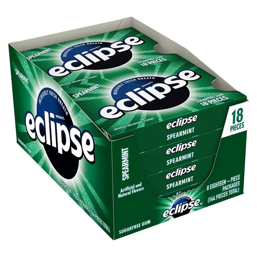 Eclipse Spearmint Chewing Gum 8 Count 18 Pieces Each Tray