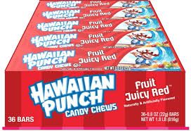 Hawaiian Punch Candy Chews Juicy Red 36 Count 0.80 Ounce Bars Tray