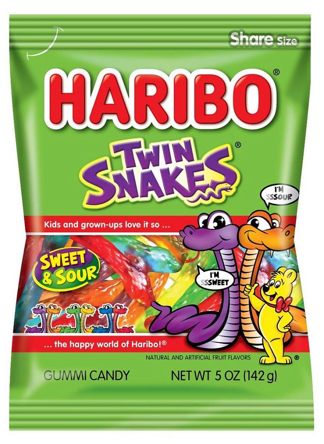 Haribo 5 Oz Twin Snakes Peg Bag