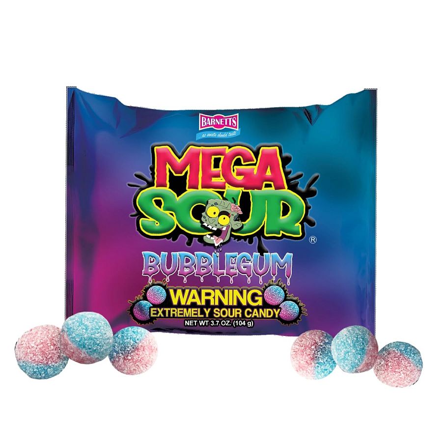 Barnetts UK Import Mega Sour Challenge BUBBLE GUM 3.66 oz 12ct