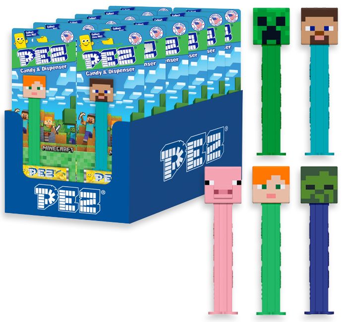 Pez Minecraft Candy Dispensers Blister Pack 12 ct Tray