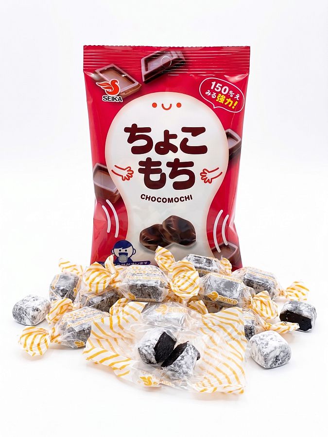 Seika Japan  Chocolate Mochi Soft Candy 1.23oz Bag 8ct Peg Tray