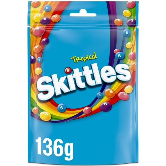 Skittles UK Import Tropical Fruit Soft Candy 136g 15ct Tray