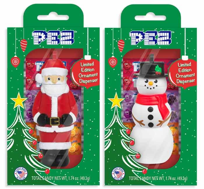 PEZ Christmas Santa Snowman Ornament Gift Box 12 ct