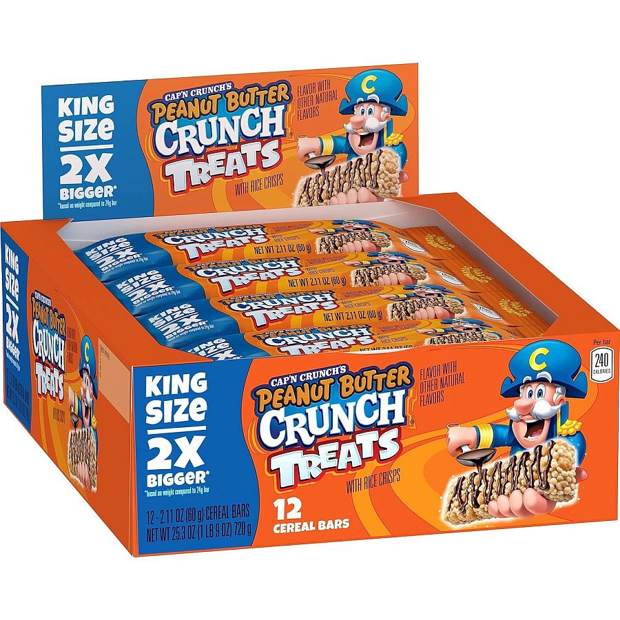 CAP ' N Crunch 12 Ct 2.11 Oz Quaker King Size Treat Bars Peanut Butter