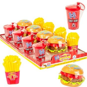 Icee Snack Bar Candy Burger Fries Drink 3pc Tray Set