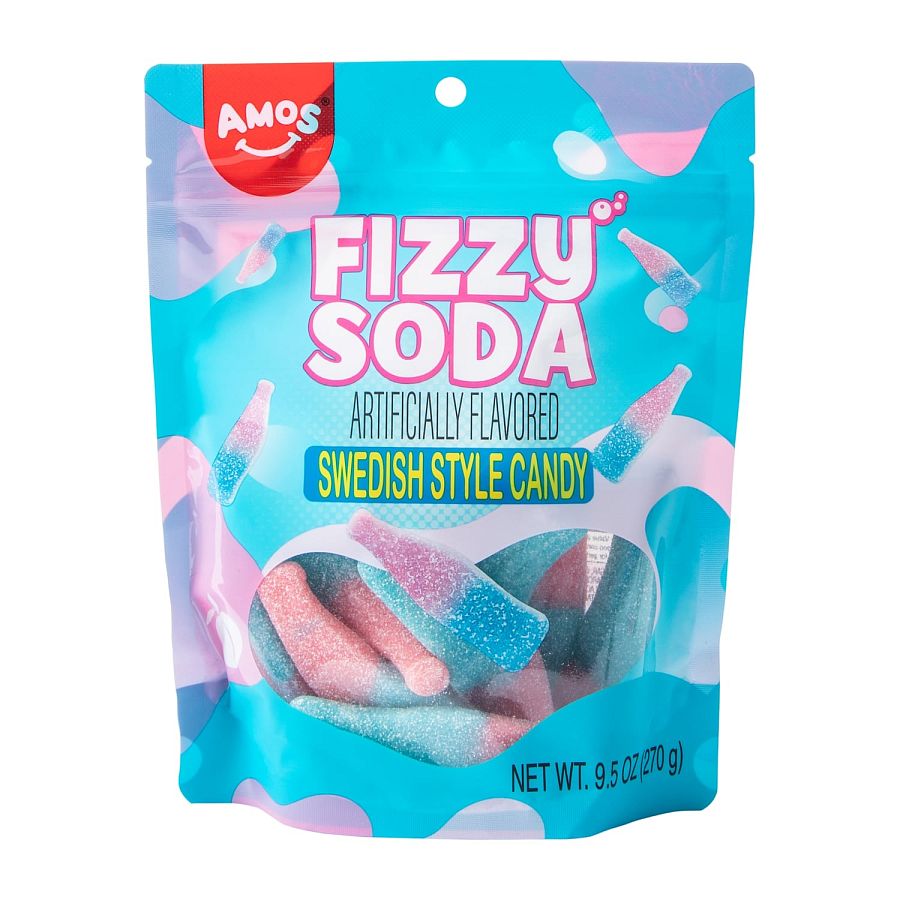 Amos Fizzy Soda Swedish Style Gummy Candy 9.5oz 6 ct