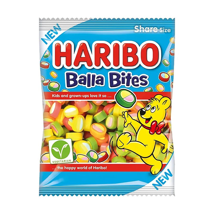 Haribo Balla Bites Gummy Candy Peg Bag  4.5oz 12ct