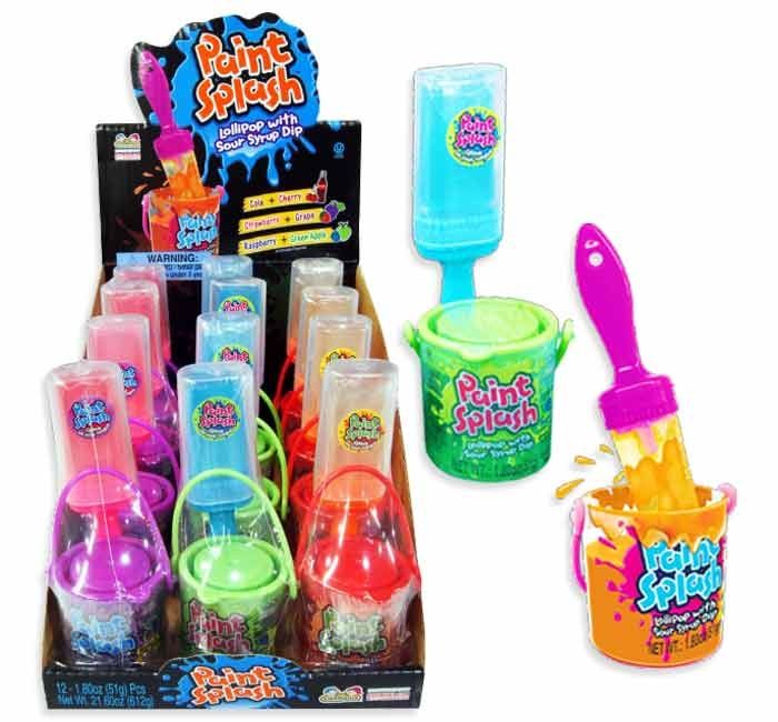 Kidsmania Paint Splash Lollipop Dip Candy 1.8 oz 12 ct
