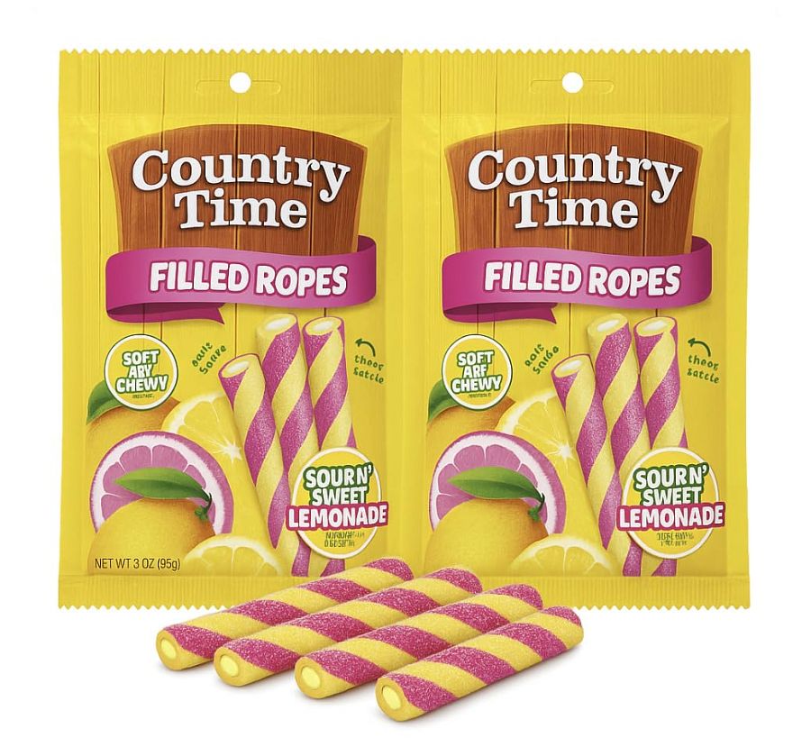 Country Time Filled Lemonade Licorice Candy Ropes 3 oz 12 ct peg