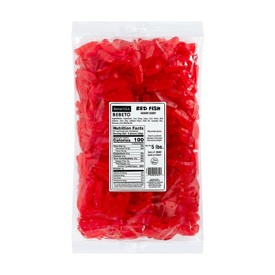 Kervan Turkish Red Fish Gummy Candy 5lb Halal