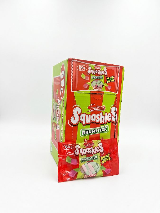 Swizzels UK Squashie Sour Cherry Apple Big Bags 60g 30ct Tray
