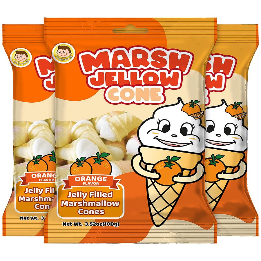Josh Bosh Marsh Jellow Jelly Filled Cone Orange 3.53 oz 24ct