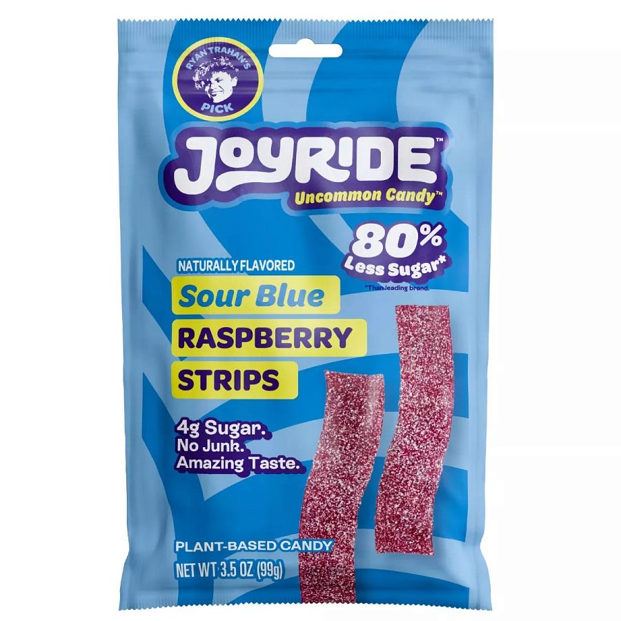 Joyride Low Sugar Sour Strip Blue Raspberry Candy 3.5 oz 10 ct