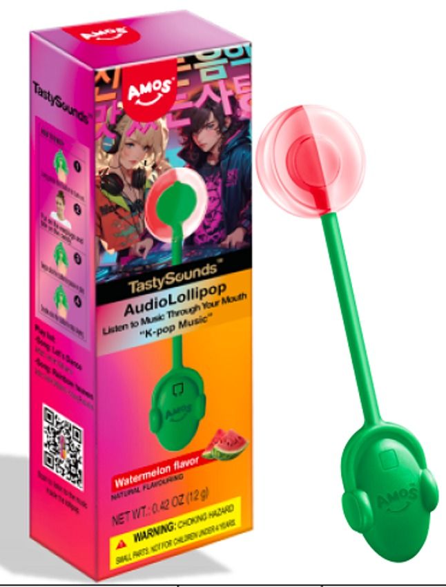 Amos Tasty Sound Music Lollipop KPOP Watermelon 6 ct