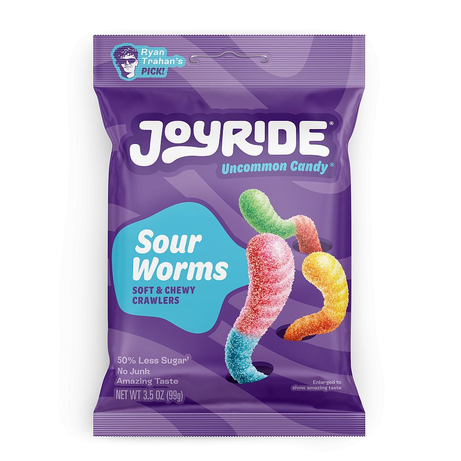Joyride Low Sugar Sour Worm Crawlers Candy 3.5 oz 10 ct
