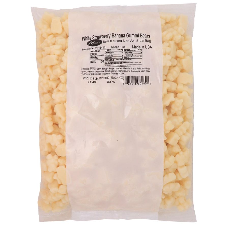 Albanese White Strawberry Banana Gummi Bears 5 Pound Bag