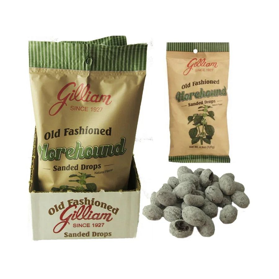 Gilliam Old Fashioned Sanded Hard Candy Drops HOREHOUND 4.5oz 12ct Tray