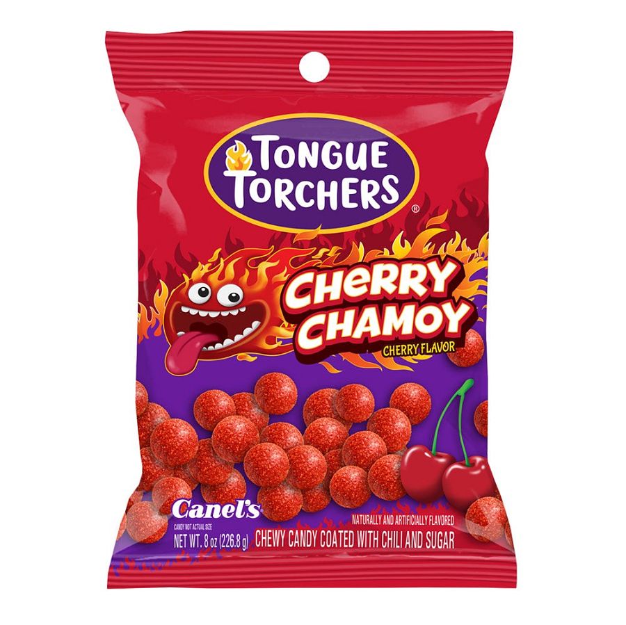 Canels Tongue Torchers Cherry Chamoy Spicy Candy 8oz 12 Pack