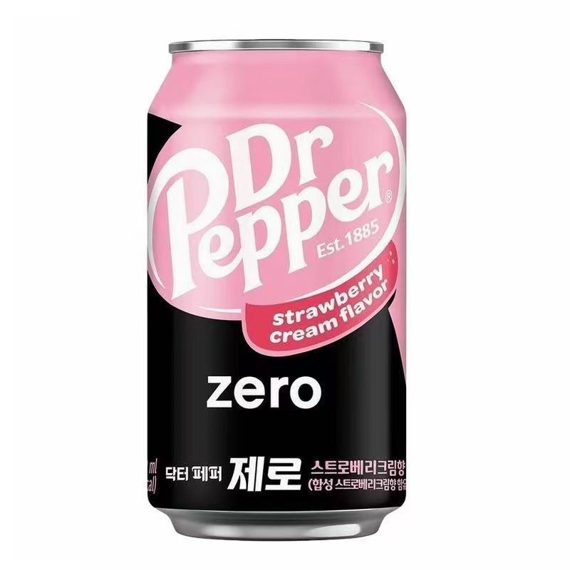 Dr Pepper Korea Strawberry Cream Flavor Soda Can 12 oz 12 Pack