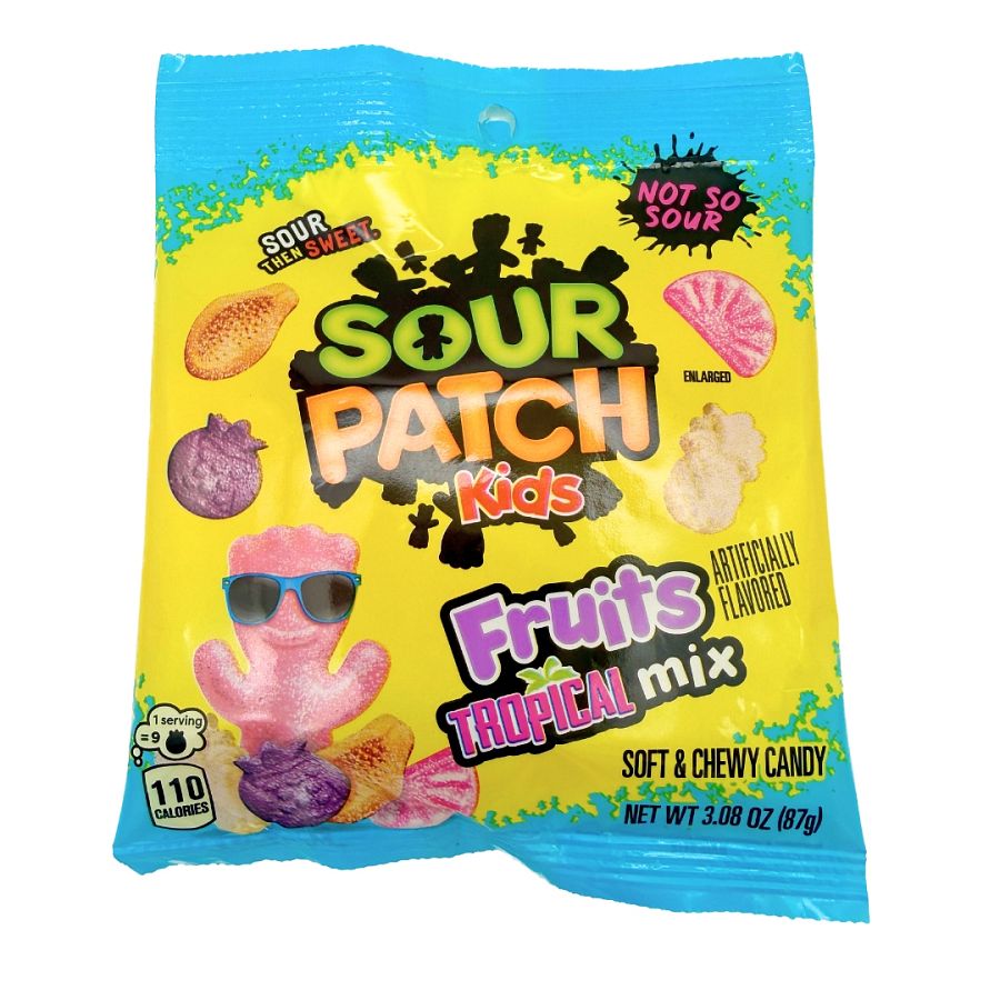 Sour Patch Kids FRUITS Tropical Gummy 3.08 oz Peg 12ct