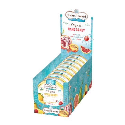 Torie & Howard Hard Candy Tin Lemon Raspberry  2oz 8ct