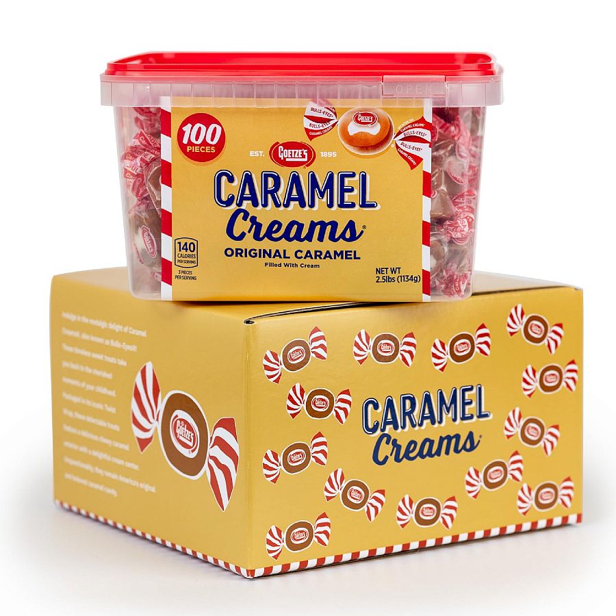 Goetze Candy Caramel Creams 2.5 Pound Tub 100 Count