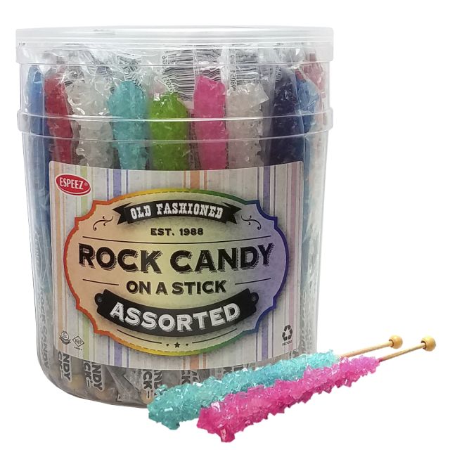 Espeez Assorted Rock Candy On a Stick Jar 36 ct 6.5 "