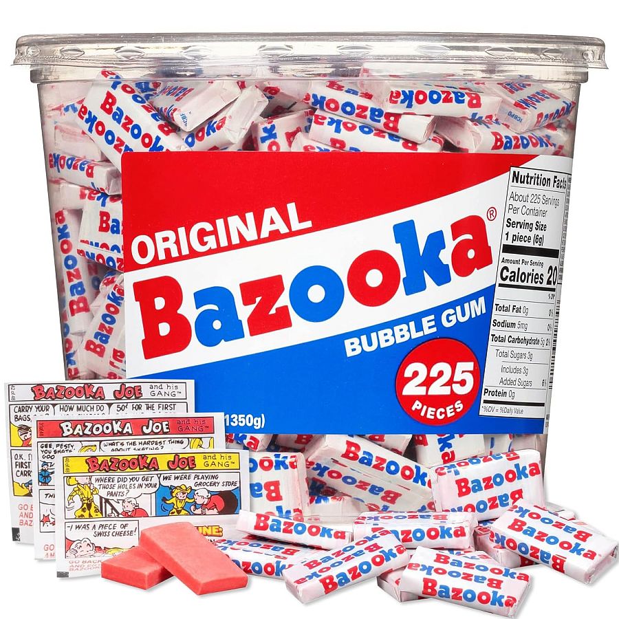 Bazooka Bubble Gum 225 Count Individually Wrapped GUM