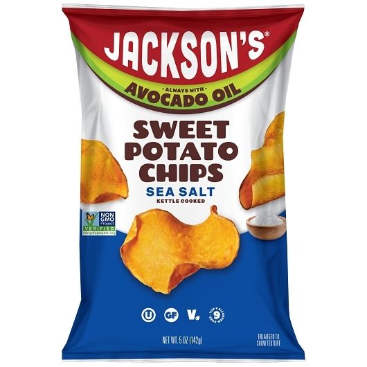 Jacksons Sweet Potato Chips Sea Salt Avocado Oil 5oz 12ct