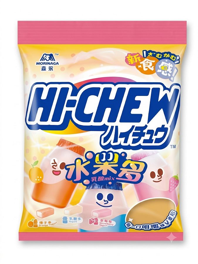 Hi Chew Taiwan Import Yogurt Mix Orange Strawberry 3oz 10ct