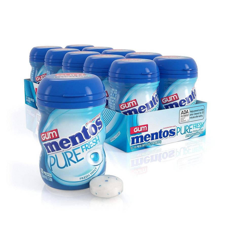 Mentos Pure Fresh NANO Gum Cup Freshmint 10 Piece 10 Packs