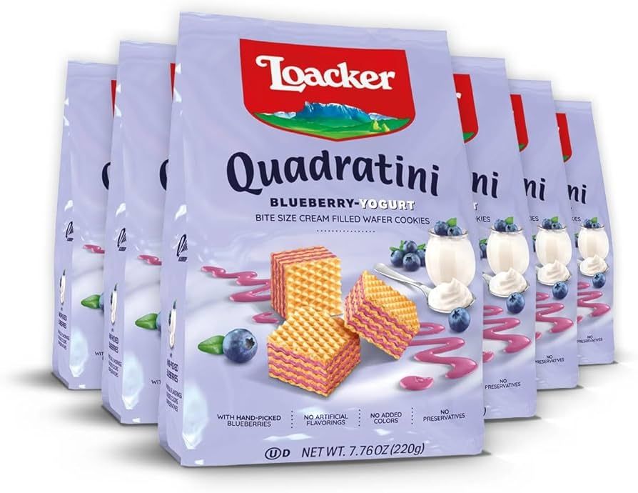 Loacker Quadratini Blueberry Wafer Cookie Bag 7.76 oz 6ct