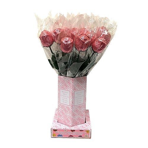 Pink Foiled Belgian Milk Chocolate Long Stem Rose 20ct