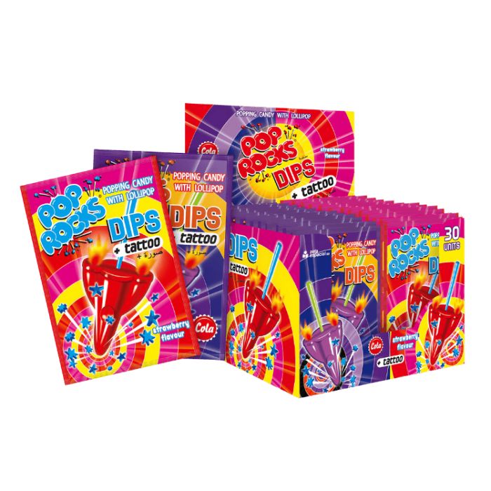 Pop Rocks Import Rocketship Dips Cola & Strawberry 30 ct