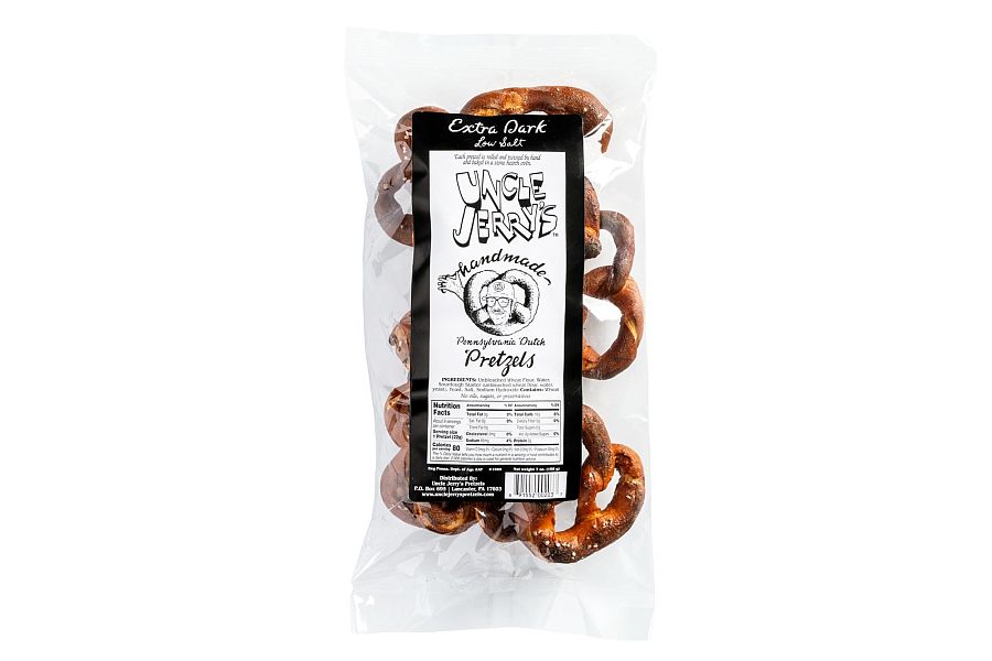 Uncle Jerry's Dutch Extra Dark Low Salt Pretzels 7oz 12 Pack