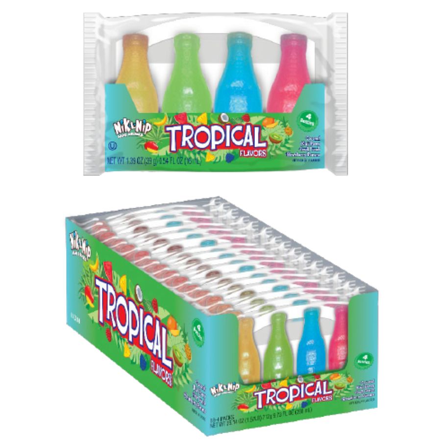 Nik L Nip Tropical Wax Bottle Candy 4pack 18ct Tray