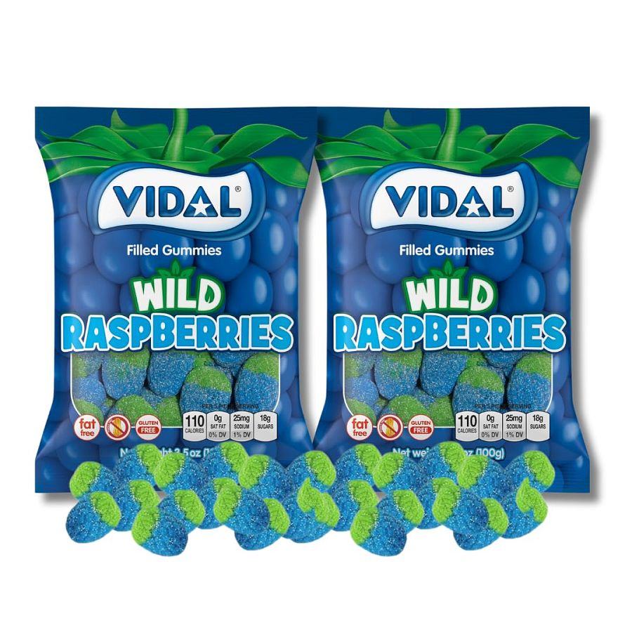 Vidal Wild Raspberries Filled Sour Gummy Peg Bag 3.5 oz 12 ct