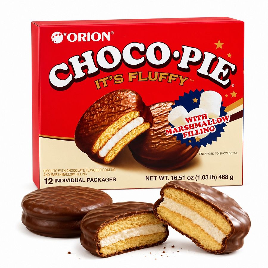 Orion Korea Chocolate Pie Marshmallow Cake 12ct Box 8 Pack