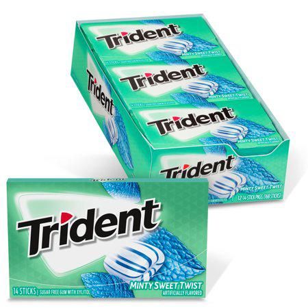 Trident Mint Sweet Twist Sugar Free Gum 12 Count 14 Pieces Each Tray