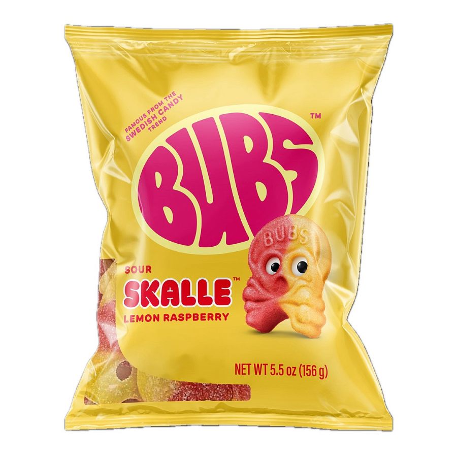 Bubs Sour Skalle Skull Lemon Raspberry Swedish Gummies 5.5 oz 8 ct
