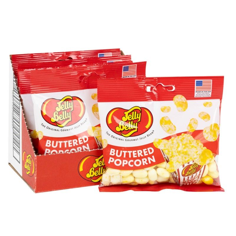Jelly Belly Buttered Popcorn Jelly Bean Peg Bag 3.5 oz 12 ct
