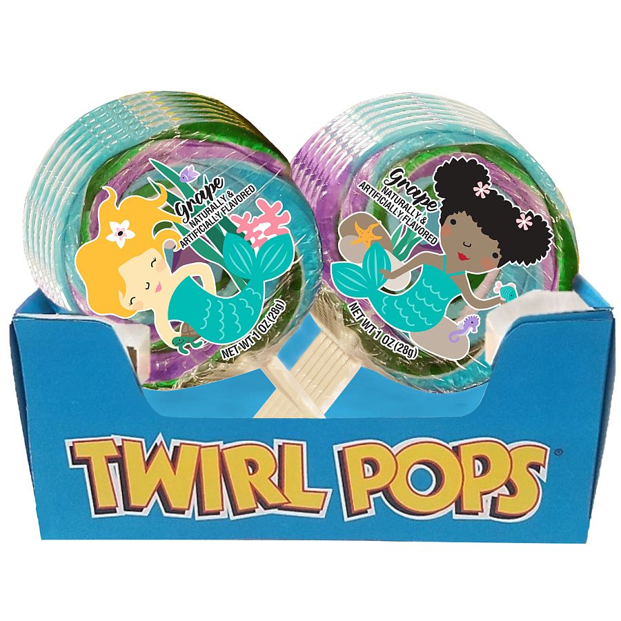 Mermaid Twirl Grape Lollipops 1oz 12 ct Assorted Tray