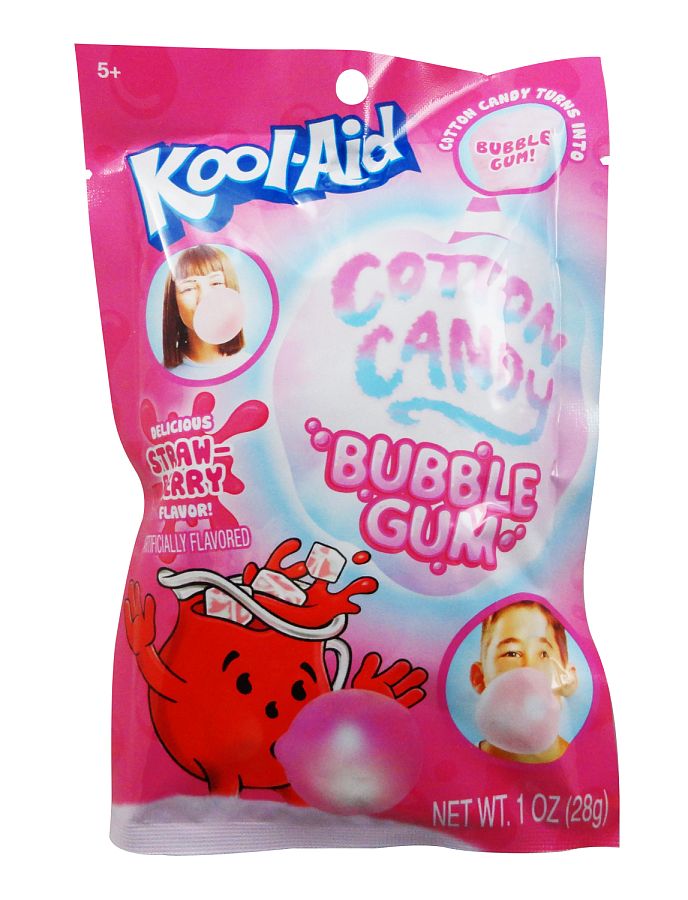 Kool-Aid Popping Cotton Candy BUBBLE GUM 1 oz Bag 12 ct Tray