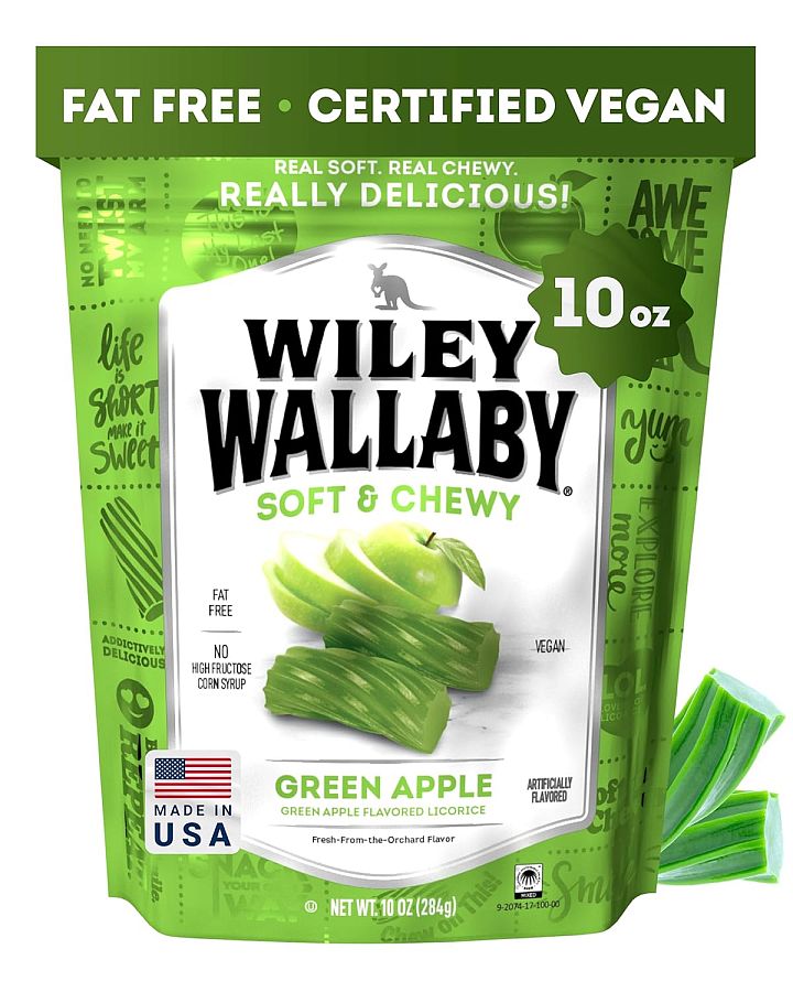 Wiley Wallaby Australian Green Apple Licorice Soft Chewy 10 oz