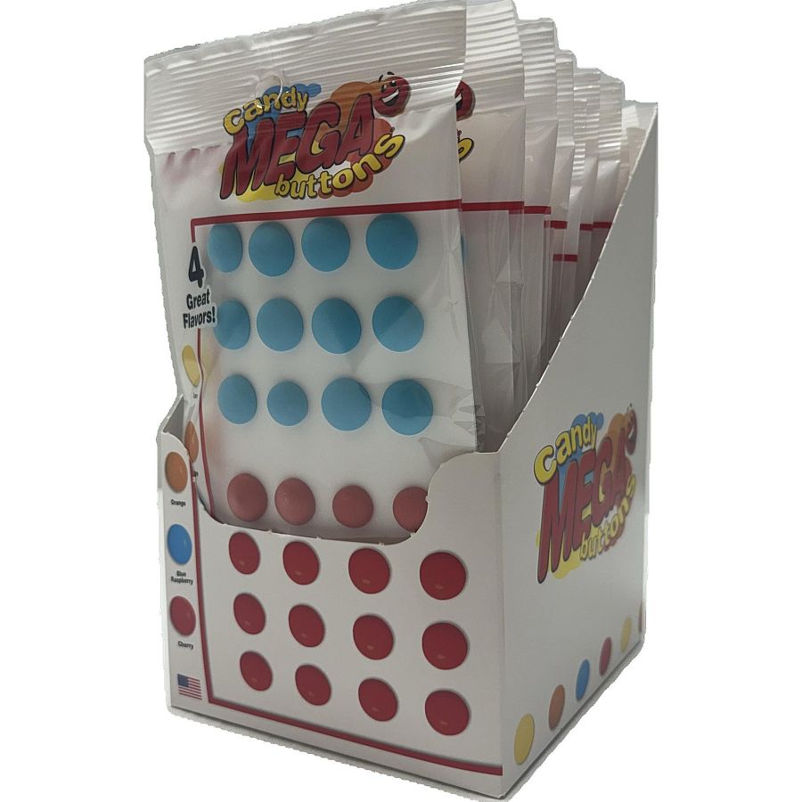 Mega Candy Buttons 4 Flavor 0.75oz  12 ct Display Tray