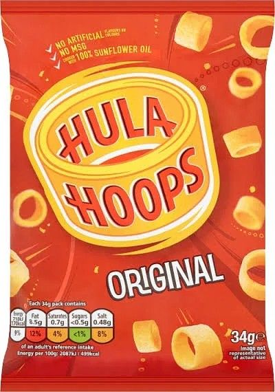 Hula Hoops UK Import Potato Ring Chip Snack 1.1 oz 32 count